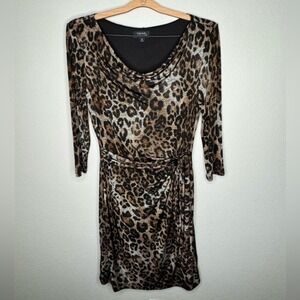 Tahari ASL Women's Leopard Print Jersey Knit Dress-‎ Sz 10